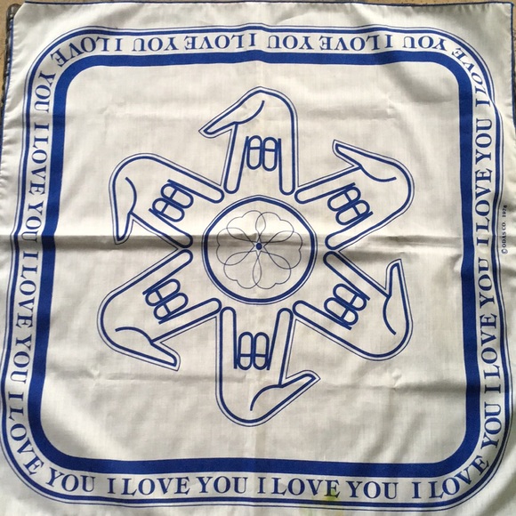 odas co Accessories - Vintage 1978 Bandana “I Love You" in Sign Language